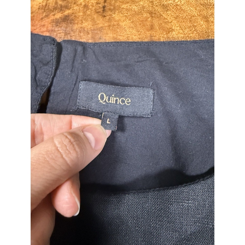 Quince 100% European Linen Tank Shift Dress Black Sleeveless L Large - Picture 6 of 9